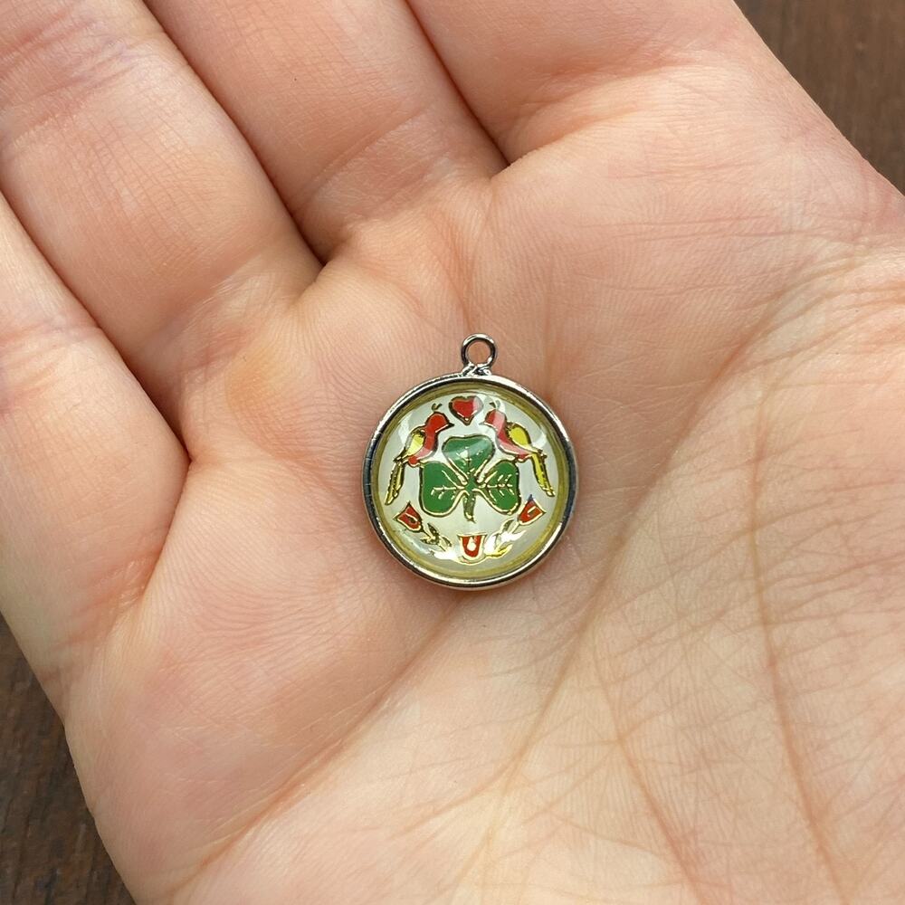 Vintage Hoffman 925 Sterling Dutch Double Distelfink Hex Luck Pendant Charm